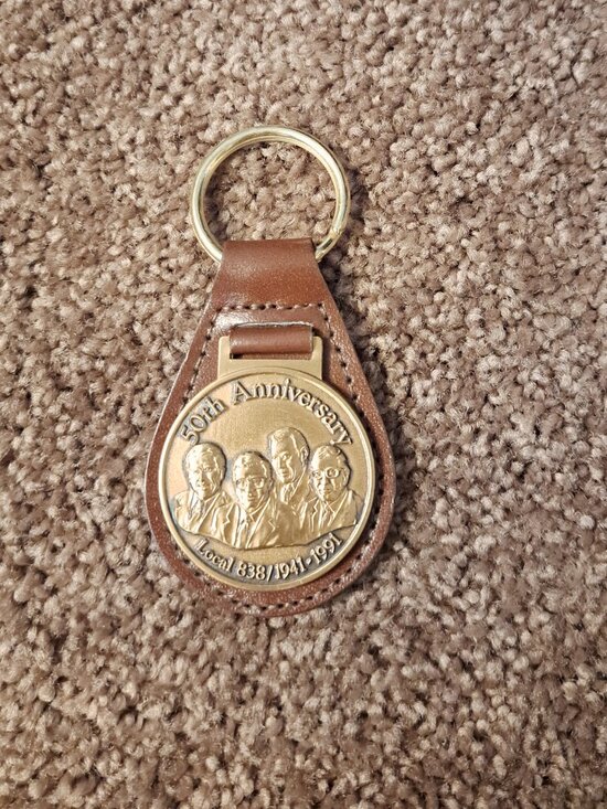 Vintage John Deere Waterloo #3425 1991 UAW Local 838 50th Anniversary Keychain